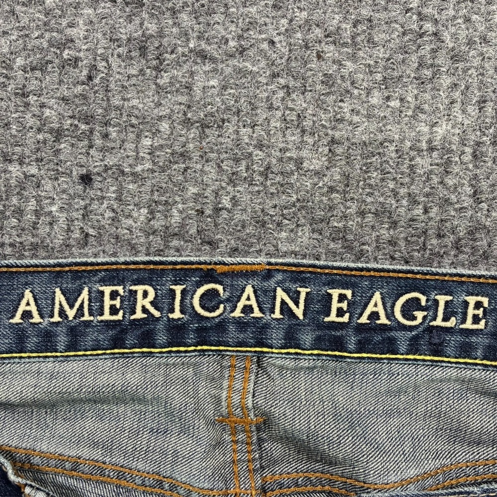 American Eagle Mens Slim Straight Jeans Size 34x34 Blue Denim Cotton Low Rise - Picture 3 of 11